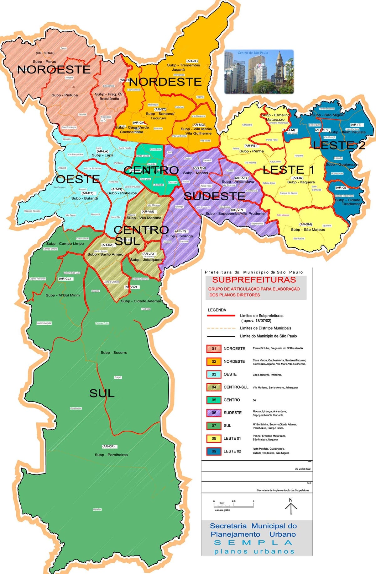 সাও পাওলো, ব্রাজিল এলাকাগুলোর মানচিত্র