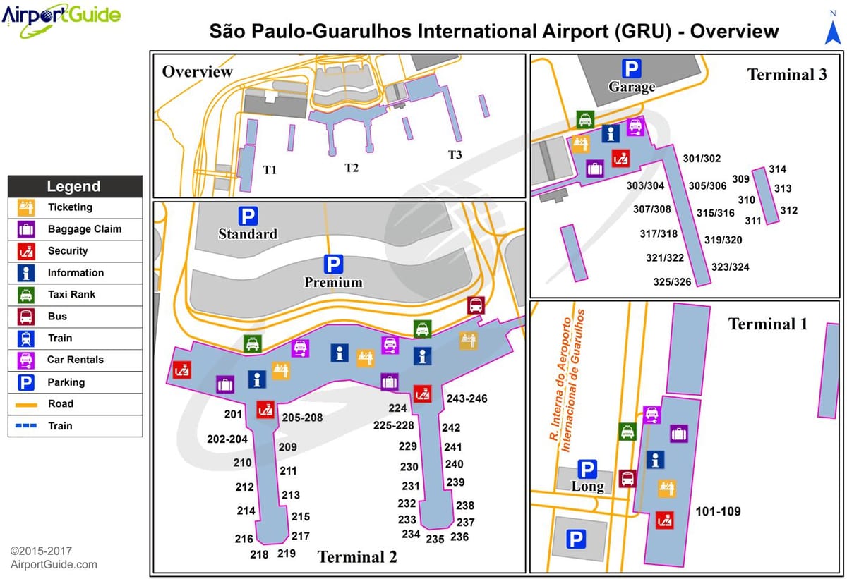 Sao Paulo gru বিমানবন্দর টার্মিনাল মানচিত্র